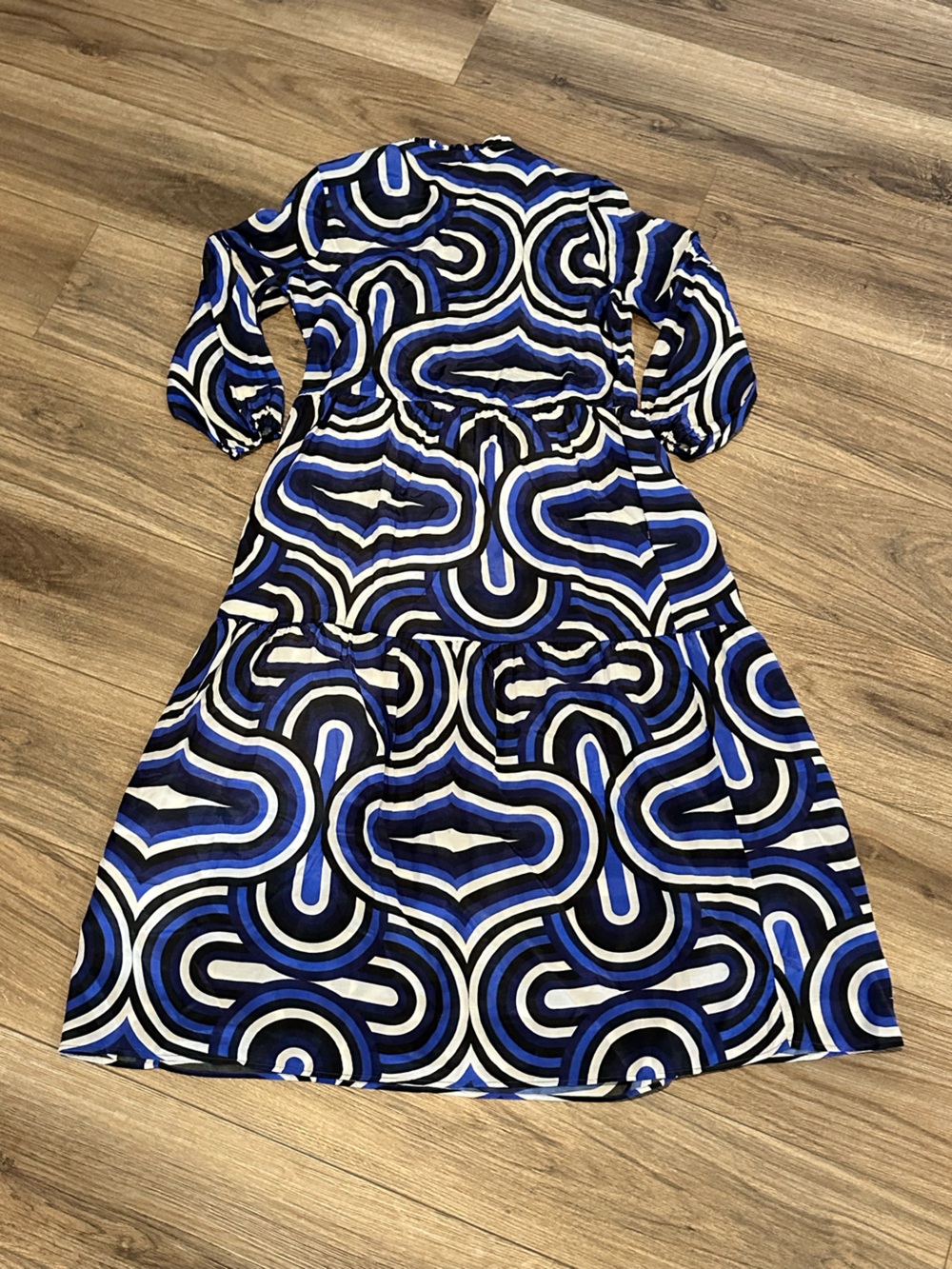 Vilagallo Navona Abstract Blue Print Midi Dress - Picture 7 of 9